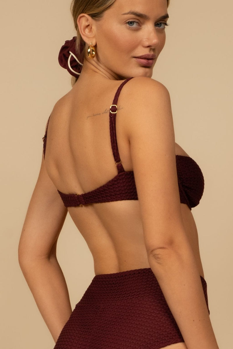 Maroon Crochet Simonette Bikini Top