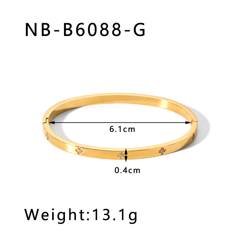 Zircon Titanium Steel Electroplated Bracelet