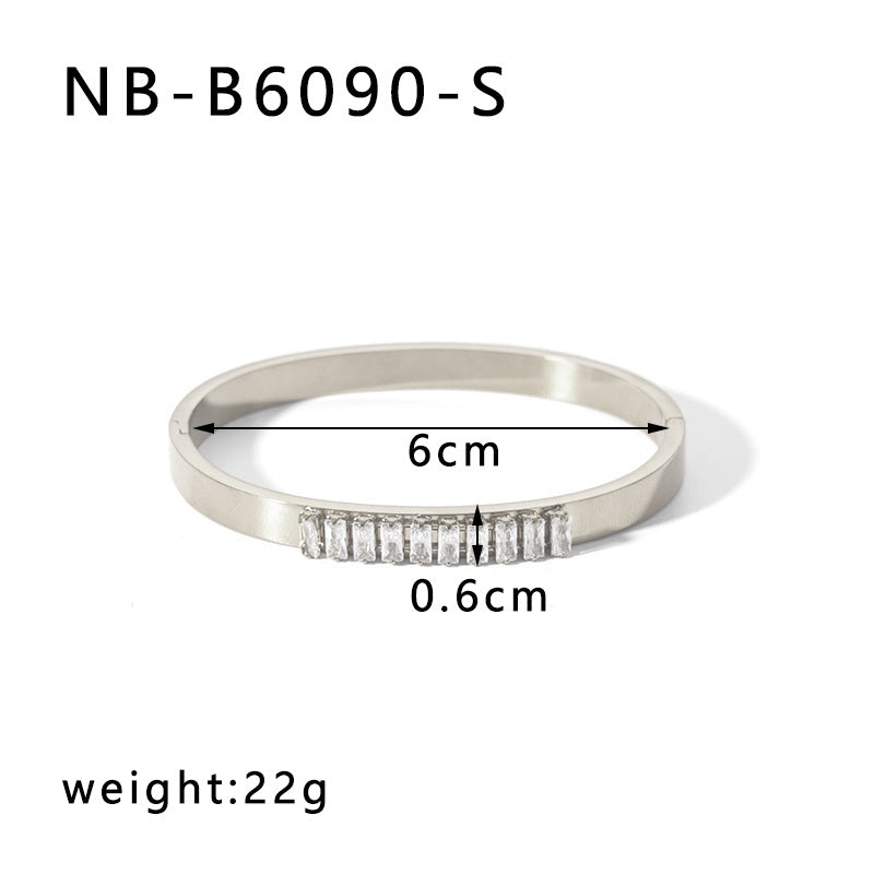 Zircon Titanium Steel Electroplated Bracelet