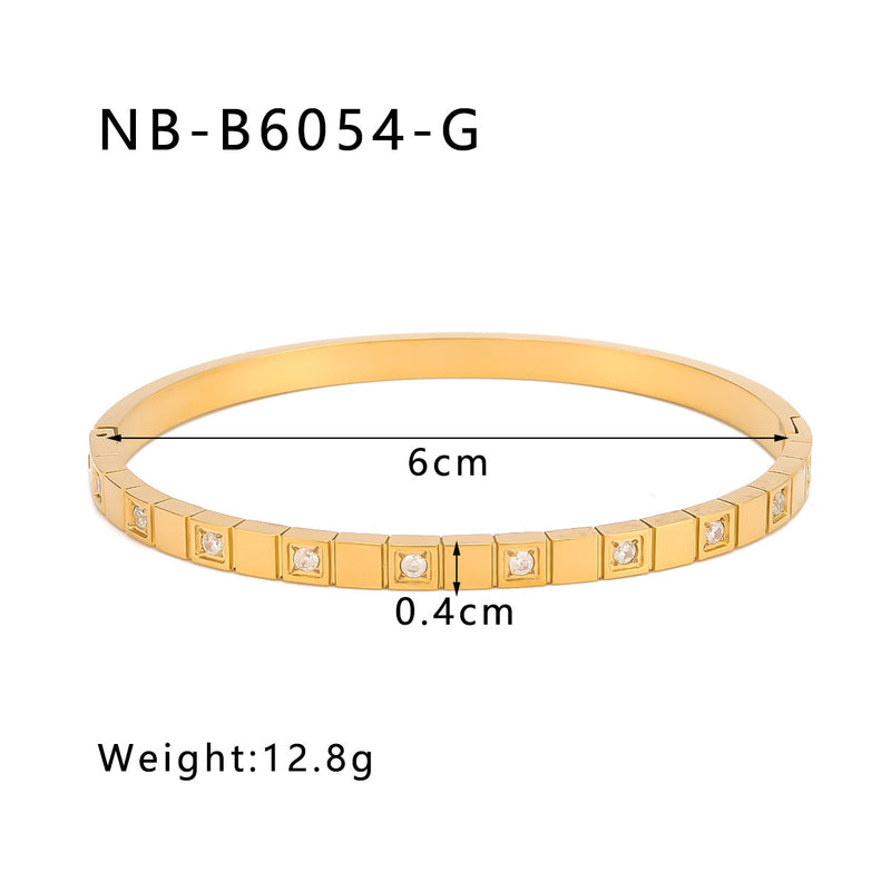 Zircon Titanium Steel Electroplated Bracelet