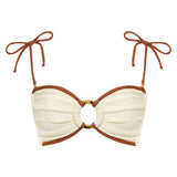 Oat Terracotta Binded Tori Ties Bandeau Bikini Top