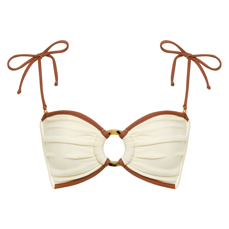 Oat Terracotta Binded Tori Ties Bandeau Bikini Top