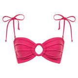 Raspberry Tori Ties Bandeau Bikini Top