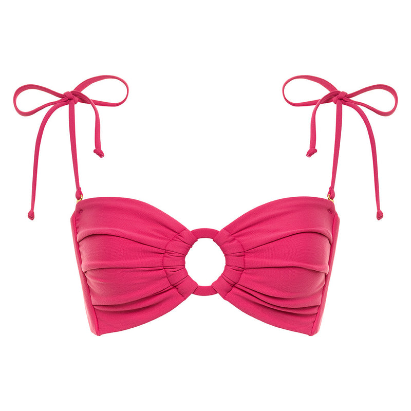 Raspberry Tori Ties Bandeau Bikini Top