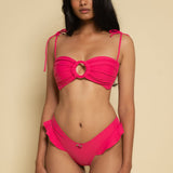 Raspberry Tori Ties Bandeau Bikini Top