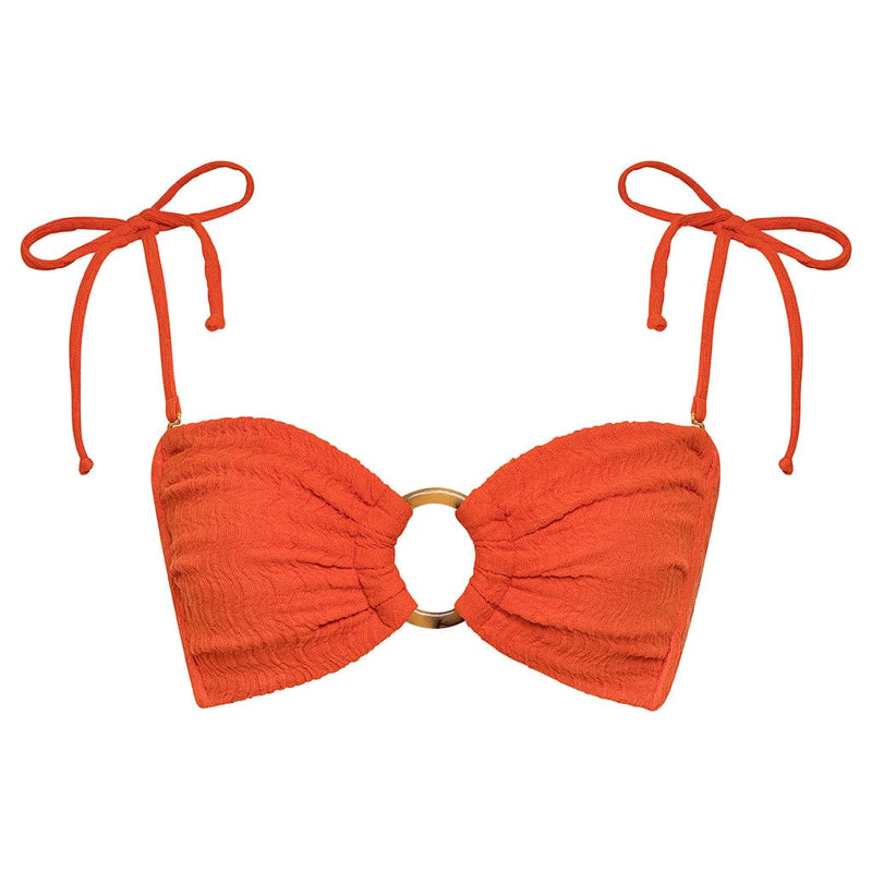 Tangerine Tori Ties Bandeau Bikini Top