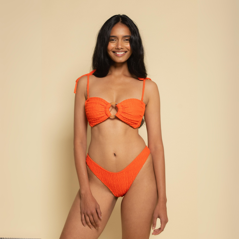 Tangerine Tori Ties Bandeau Bikini Top