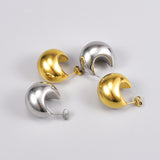 Chubby Round Tuo Tuo Titanium Steel Hollow Irregular French Earrings