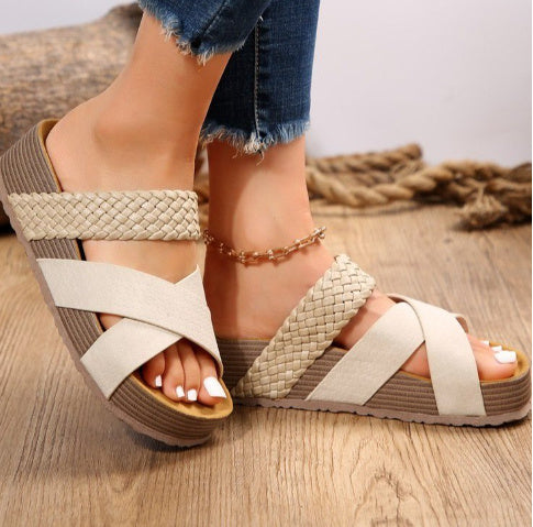 Casual Woven Solid Colour Sandals