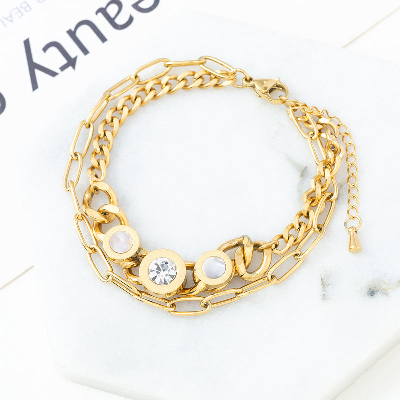 Multi-layer Pendant Gold Bracelet