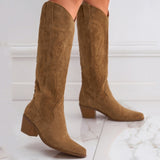 Cuban Heel Knee-high Boots