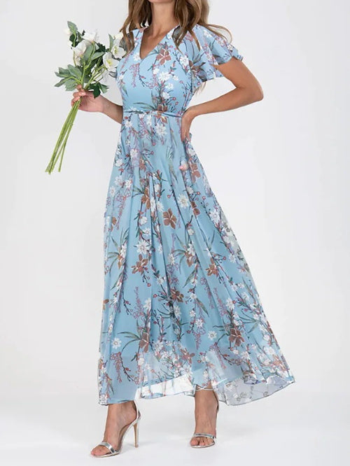 Women's Fashion Print Dress With Waist Tucked In