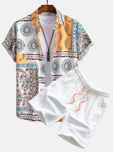 Short Sleeve Shirt Beach Pants Suit