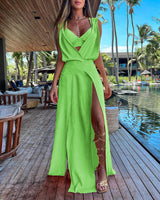 Sleeveless Backless Dress Two Piece Suit