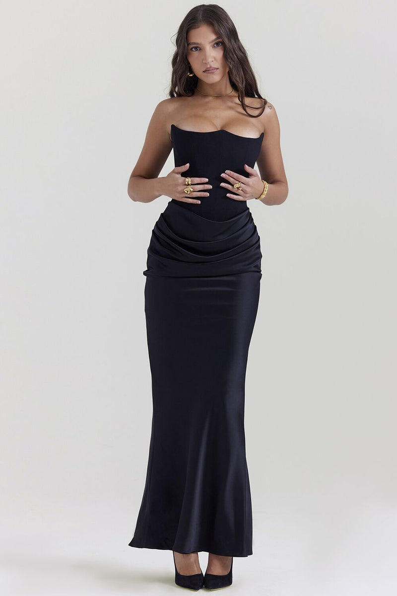 Off-shoulder Fishbone Satin