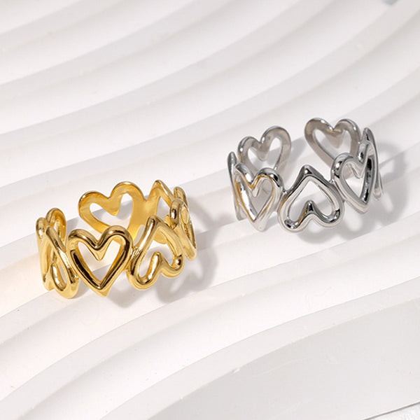 Hollow Titanium Steel Adjustable Love Ring Niche