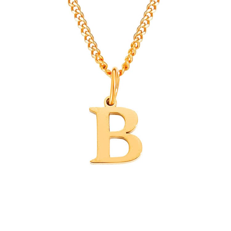 Beach Luxe 26 Letters All-Match 14K Stainless Steel Necklace Necklace B Rose Gold