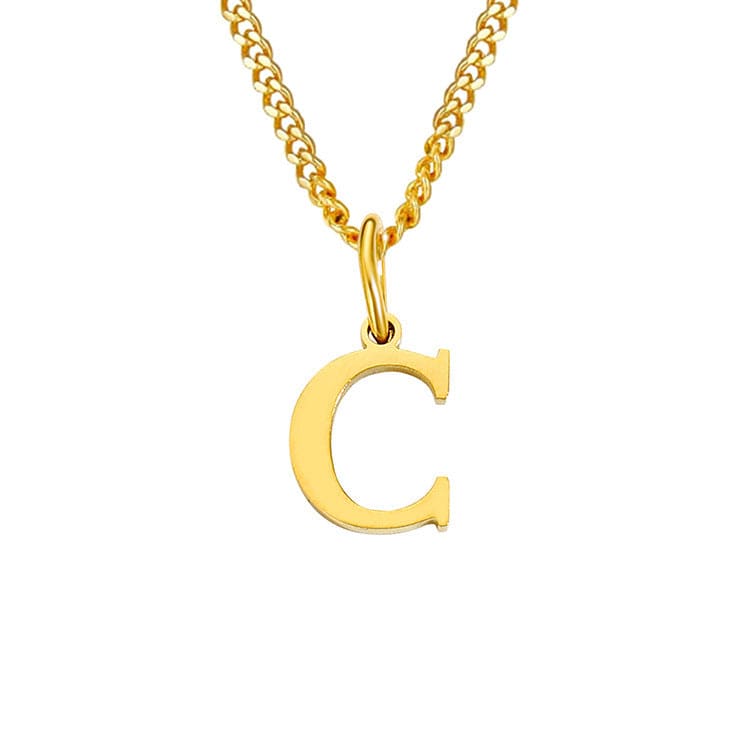 Beach Luxe 26 Letters All-Match 14K Stainless Steel Necklace Necklace C Gold