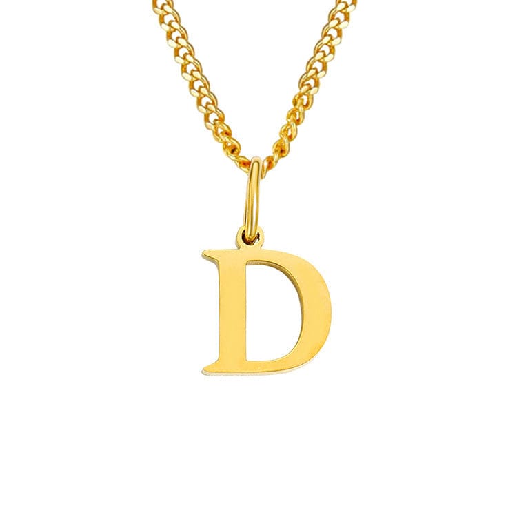 Beach Luxe 26 Letters All-Match 14K Stainless Steel Necklace Necklace D Gold