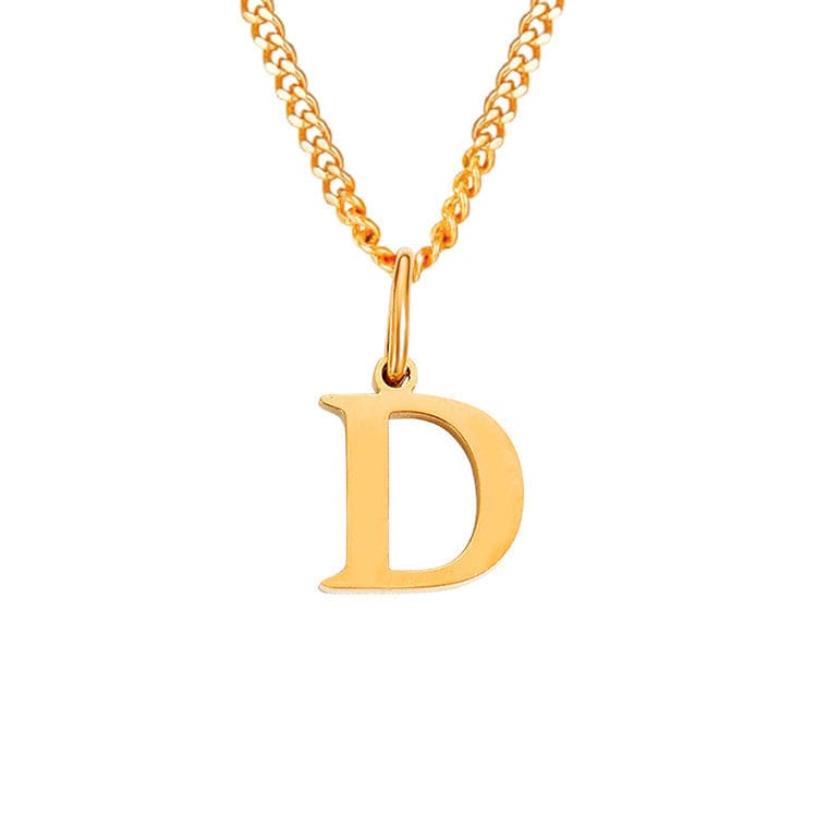 Beach Luxe 26 Letters All-Match 14K Stainless Steel Necklace Necklace D Rose Gold