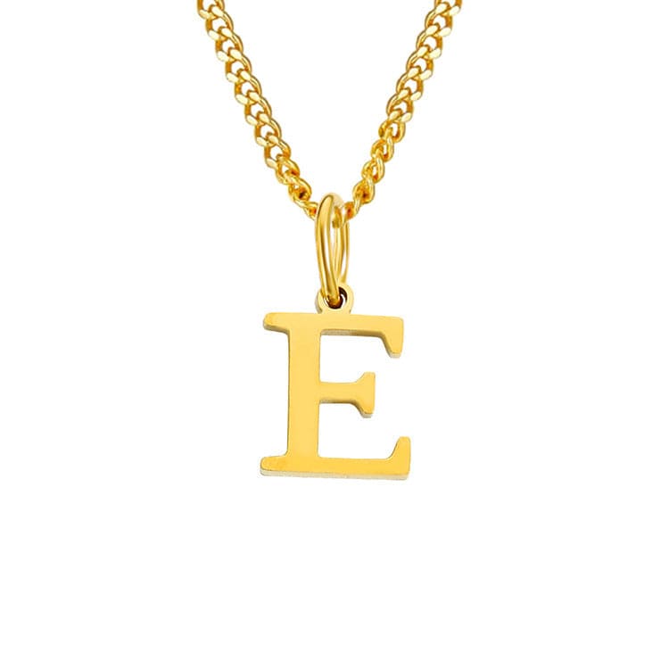 Beach Luxe 26 Letters All-Match 14K Stainless Steel Necklace Necklace E Gold