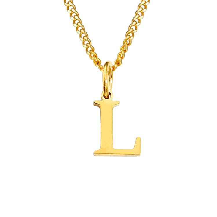 Beach Luxe 26 Letters All-Match 14K Stainless Steel Necklace Necklace L Gold