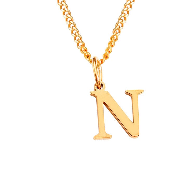 Beach Luxe 26 Letters All-Match 14K Stainless Steel Necklace Necklace N Rose Gold
