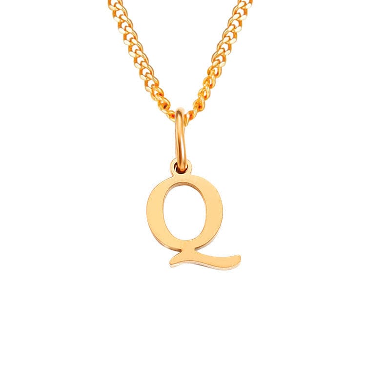 Beach Luxe 26 Letters All-Match 14K Stainless Steel Necklace Necklace Q Rose Gold