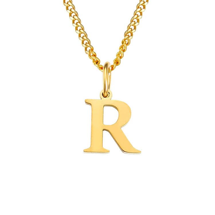 Beach Luxe 26 Letters All-Match 14K Stainless Steel Necklace Necklace R Gold