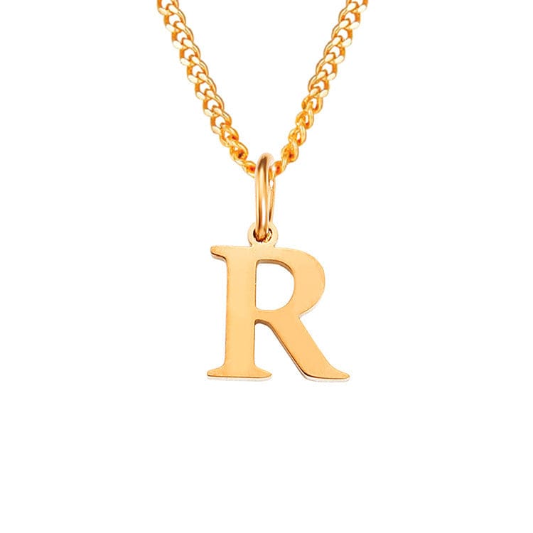 Beach Luxe 26 Letters All-Match 14K Stainless Steel Necklace Necklace R Rose Gold