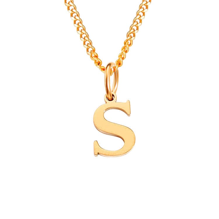 Beach Luxe 26 Letters All-Match 14K Stainless Steel Necklace Necklace S Rose Gold