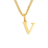 Beach Luxe 26 Letters All-Match 14K Stainless Steel Necklace Necklace V Gold