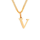 Beach Luxe 26 Letters All-Match 14K Stainless Steel Necklace Necklace V Rose Gold