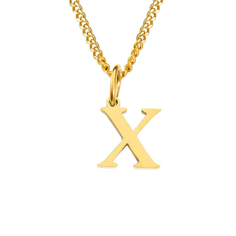 Beach Luxe 26 Letters All-Match 14K Stainless Steel Necklace Necklace X Gold