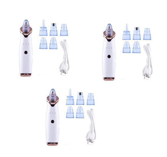 Beach Luxe Blackhead Instrument Electric Suction Facial Washing Instrument Beauty Acne Cleaning Blackhead Suction Instrument Health and Beauty White 3pcs