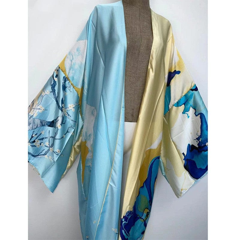 Beach Luxe Kimonos Verano Women Print Long Sleeve Cardigan Fem Dress