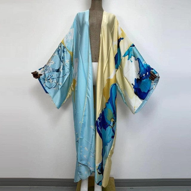 Beach Luxe Kimonos Verano Women Print Long Sleeve Cardigan Fem Dress Style2 / OneSize