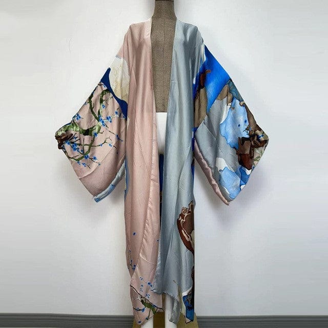 Beach Luxe Kimonos Verano Women Print Long Sleeve Cardigan Fem Dress Style4 / OneSize