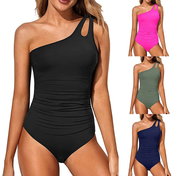 New One-Shoulder Monokini Swimsuit - Backless Design