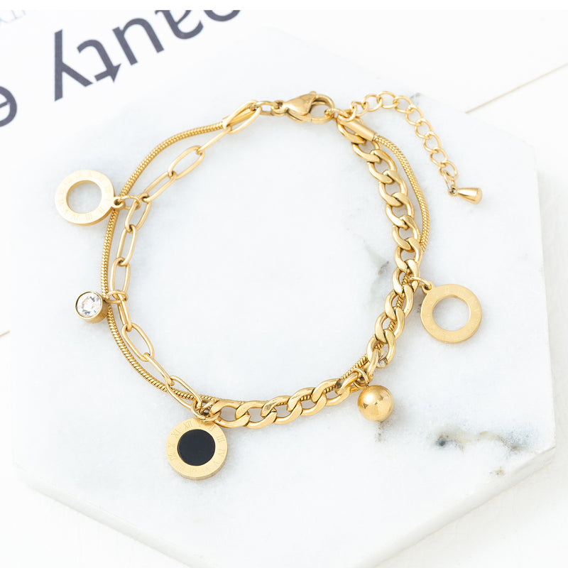 Multi-layer Pendant Gold Bracelet