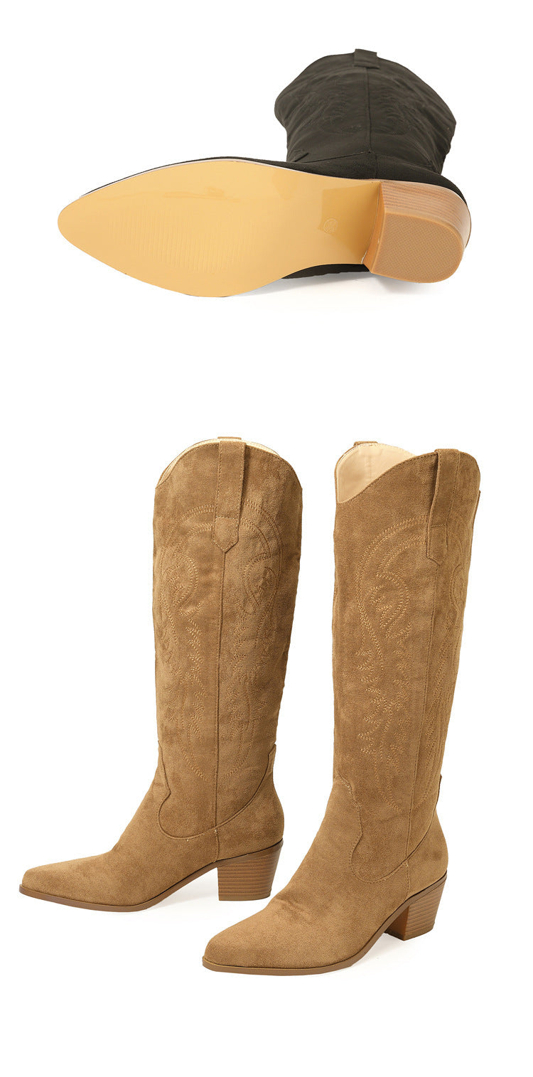 Cuban Heel Knee-high Boots