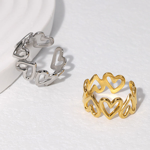 Hollow Titanium Steel Adjustable Love Ring Niche