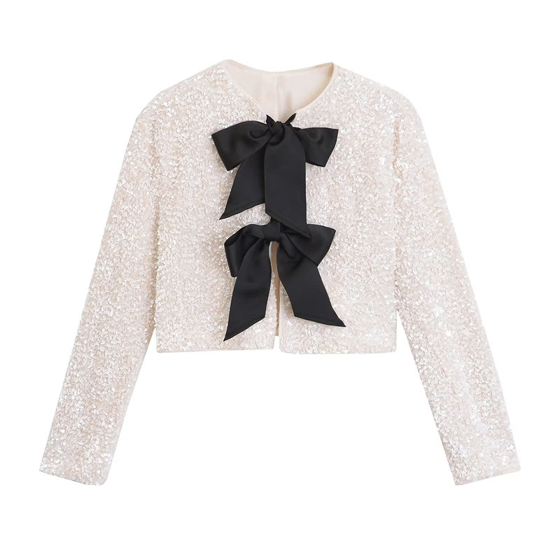 Bowknot Sequined Short Jacket