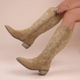 Vintage Embroidered V Cut Boots