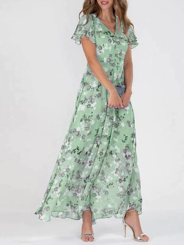 Women's Fashion Print Dress With Waist Tucked In