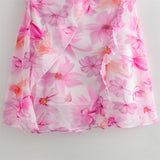 Summer Women's French Sweet Ruffled Flower Print Dress