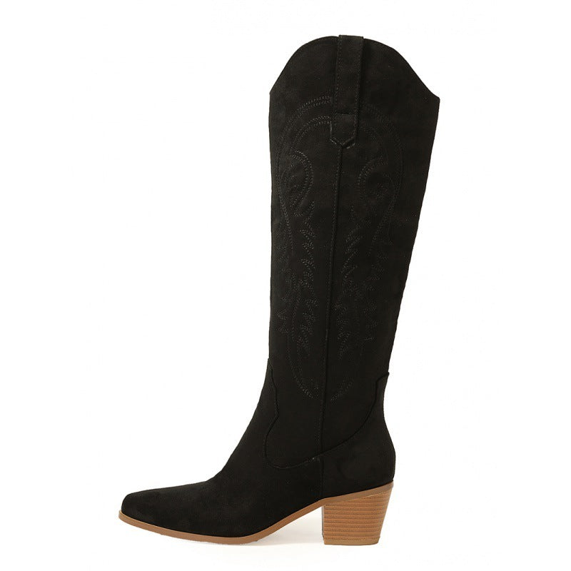 Cuban Heel Knee-high Boots