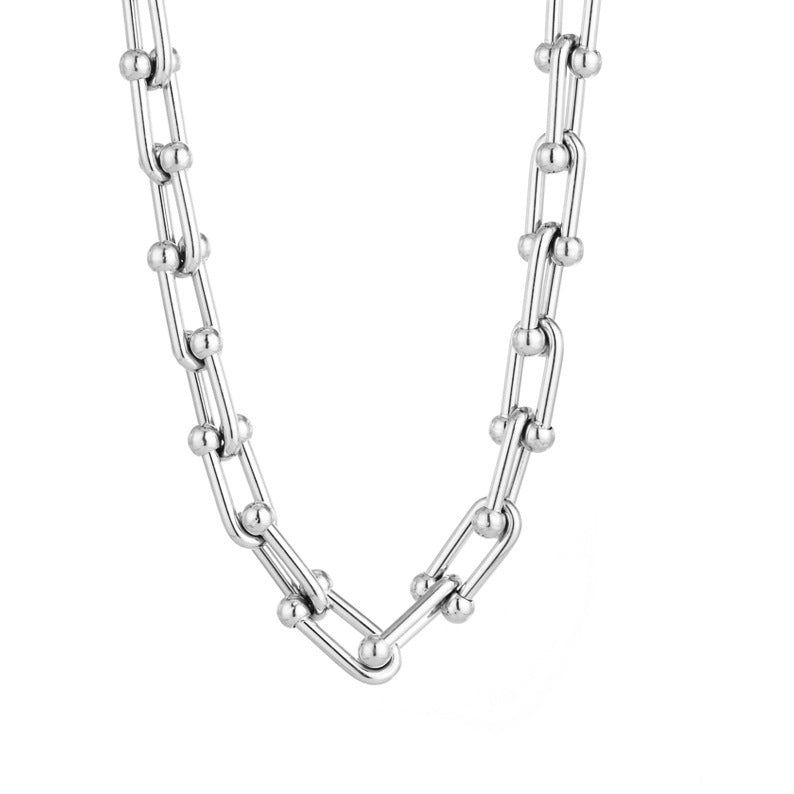 Horseshoe Necklace U-shaped Lock Thick Chain