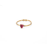 Birthday Stone Ring Titanium Steel Plated 18K Open Adjustable Gold