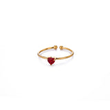 Birthday Stone Ring Titanium Steel Plated 18K Open Adjustable Gold